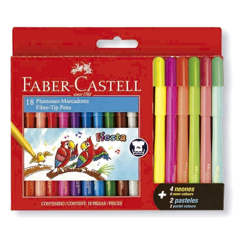 Marcador Fiesta Fino Faber Castell 18 Unidades 12+4+2