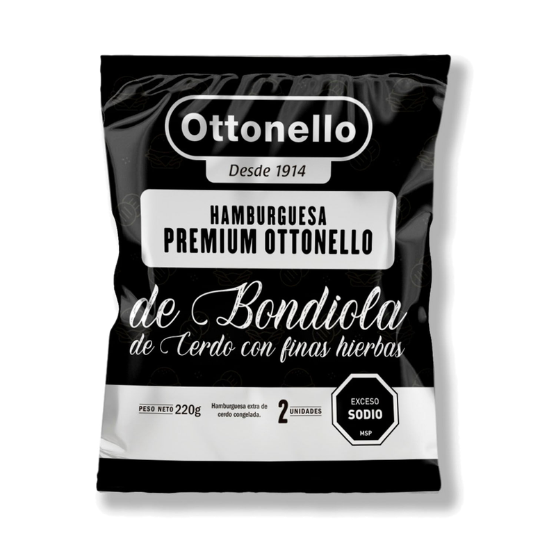 Hamburguesa Ottonello Premium Bondiola Con Finas Hierbas 220
