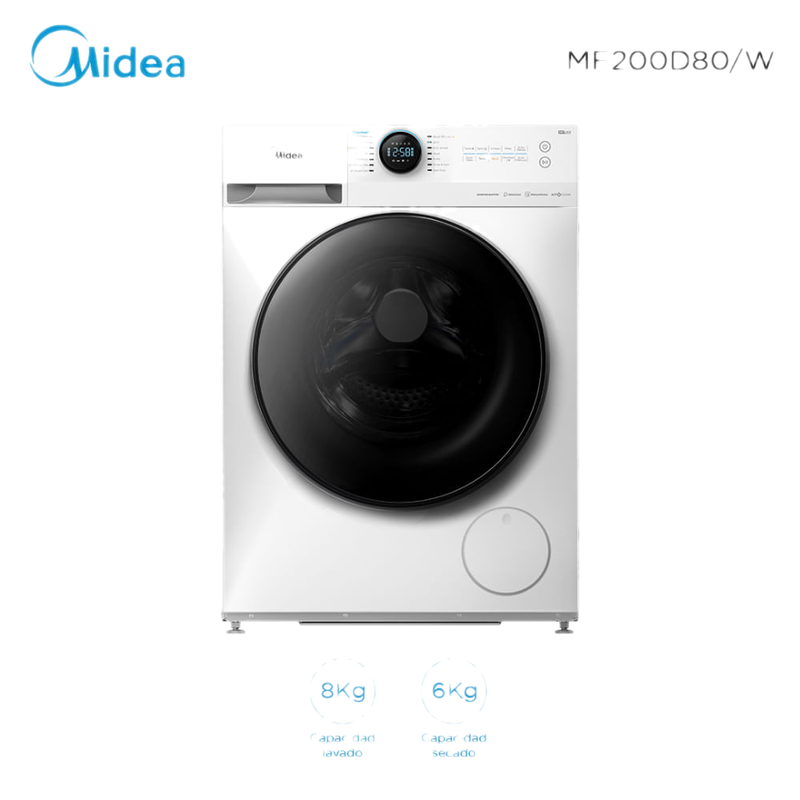 Lavasecarropas Frontal Midea 8 Kg/6 Kg Mf200d80/w