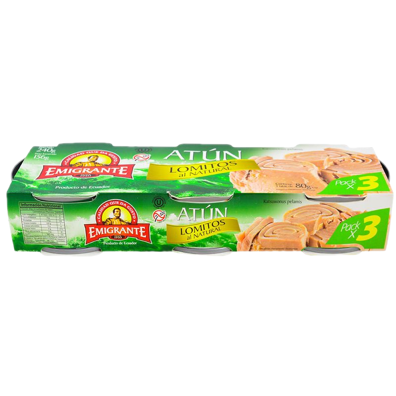 Atún Lomito Al Natural Emigrante 3 Unidades 240 G
