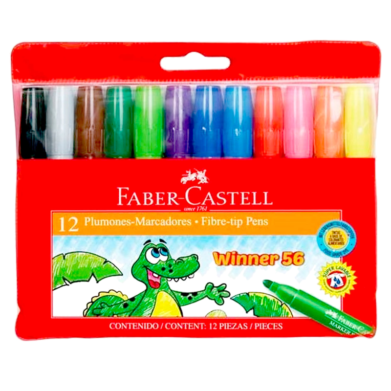 Marcador Faber Castell Grueso Winner Estuche 12 Colores
