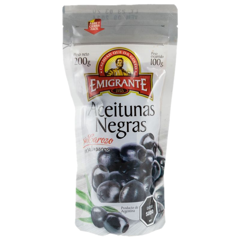 Aceitunas Negras Sin Carozo Emigrante 100 G