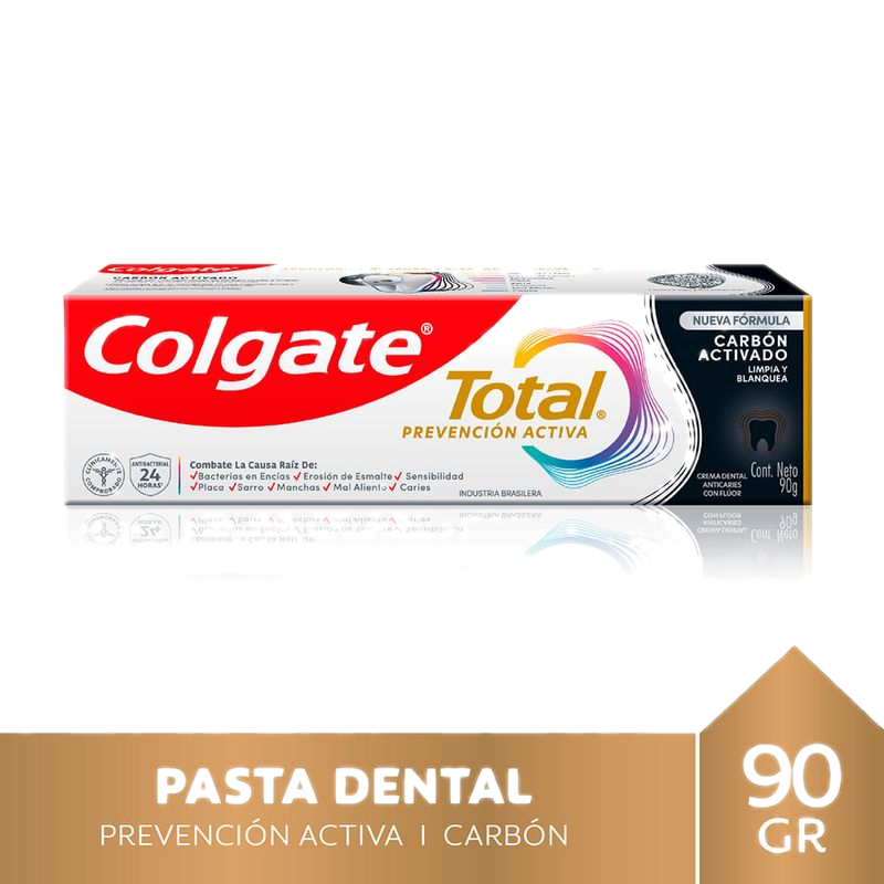 Pasta Dental Colgate Total Carbón Activado Con Flúor 90 G