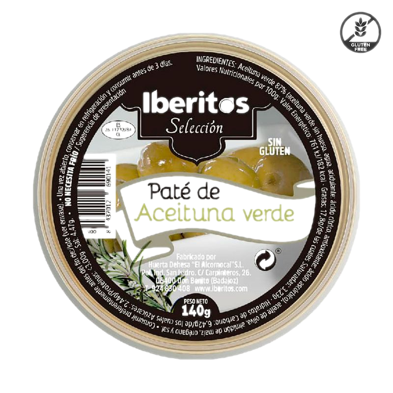 Paté De Aceituna Verde Iberitos Sin Gluten 140 G