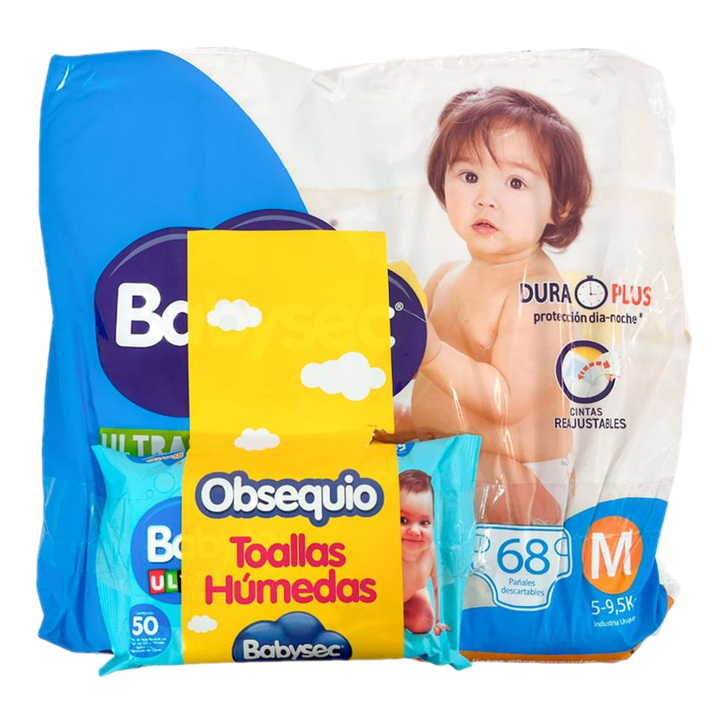 Pañal Babysec Ultra Jumbo M 68 Unidades + Regalo