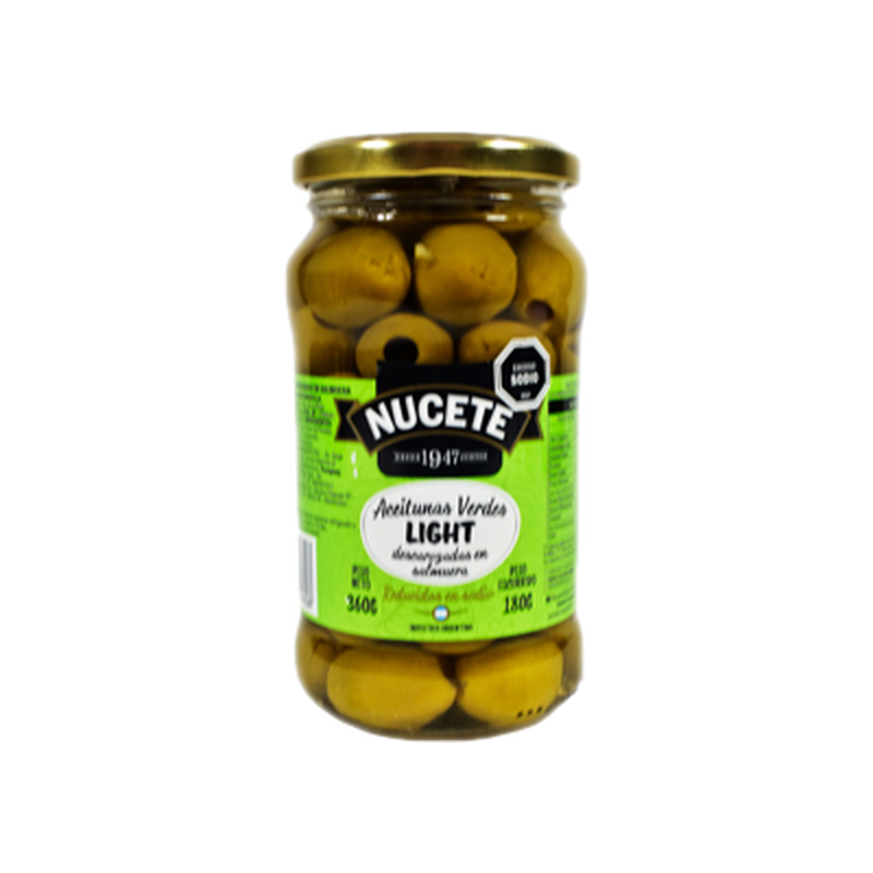 Aceitunas Nucete Light Sin Carozo Frasco 360 G