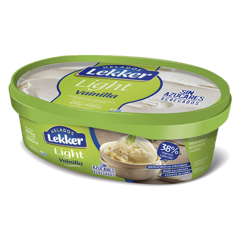 Helado Lekker Vainilla Light 900 Ml