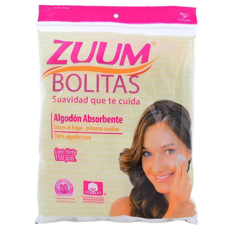 Bolitas De Algodón Zuum Ziploc 150 Unidades