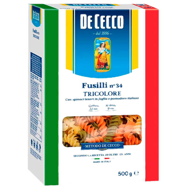 Fideos De Cecco Fusilli Tricolore 500 G