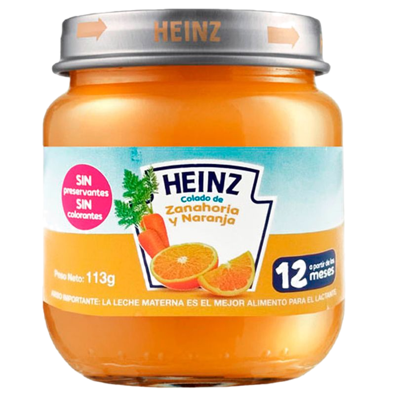 Alimento Para Bebé Colado De Zanahoria Y Naranja Heinz 113 G