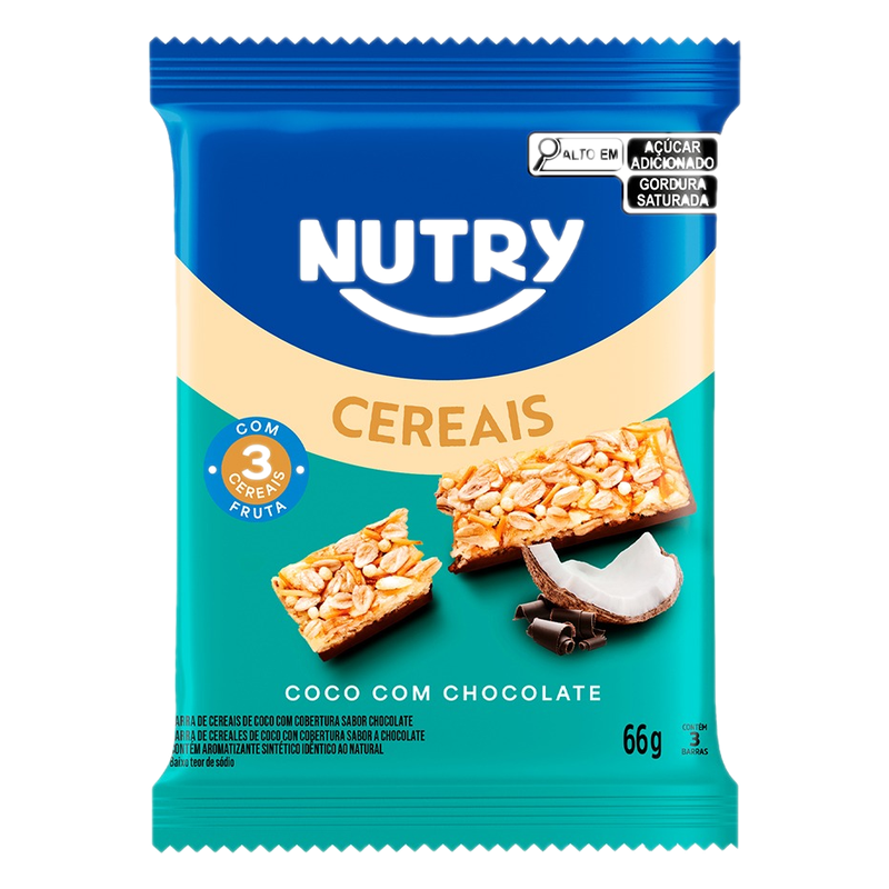 Pack De 3 Barras De Cereal De Coco Y Chocolate Nutry 66 G