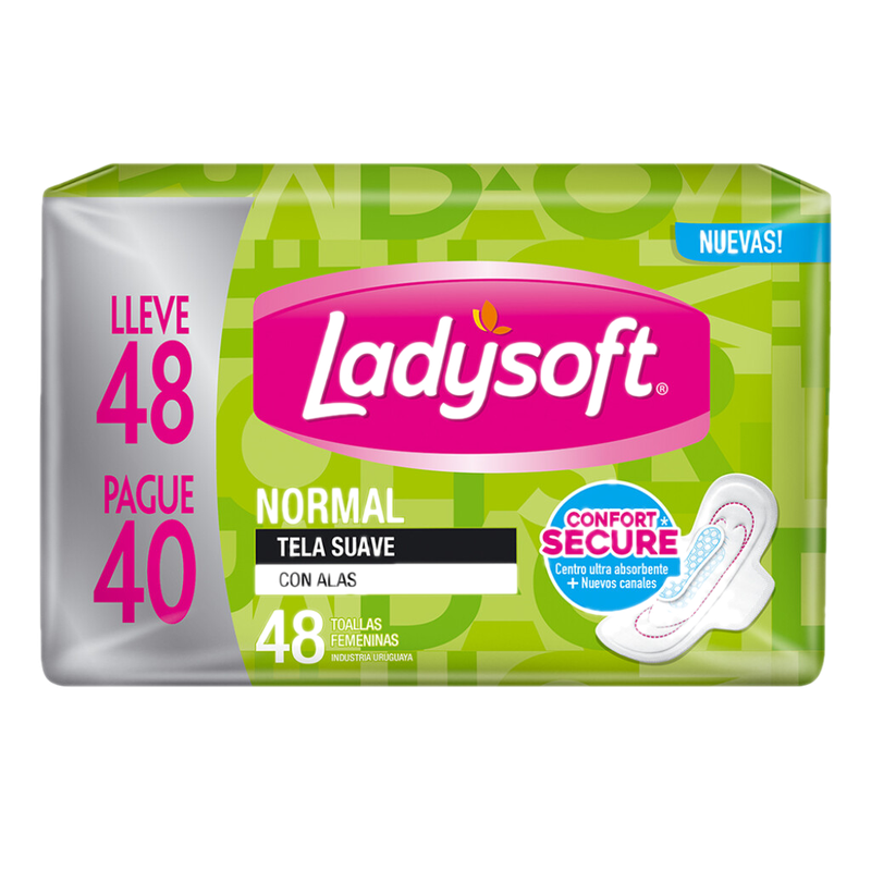 Toallitas Femenina Ladysoft Normal Tela Suave 48 Unidades