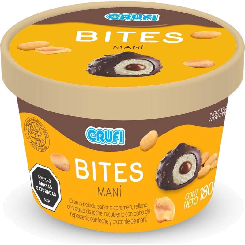 Bites De Helado Sabor Dulce De Leche Con Maní Crufi 160 G