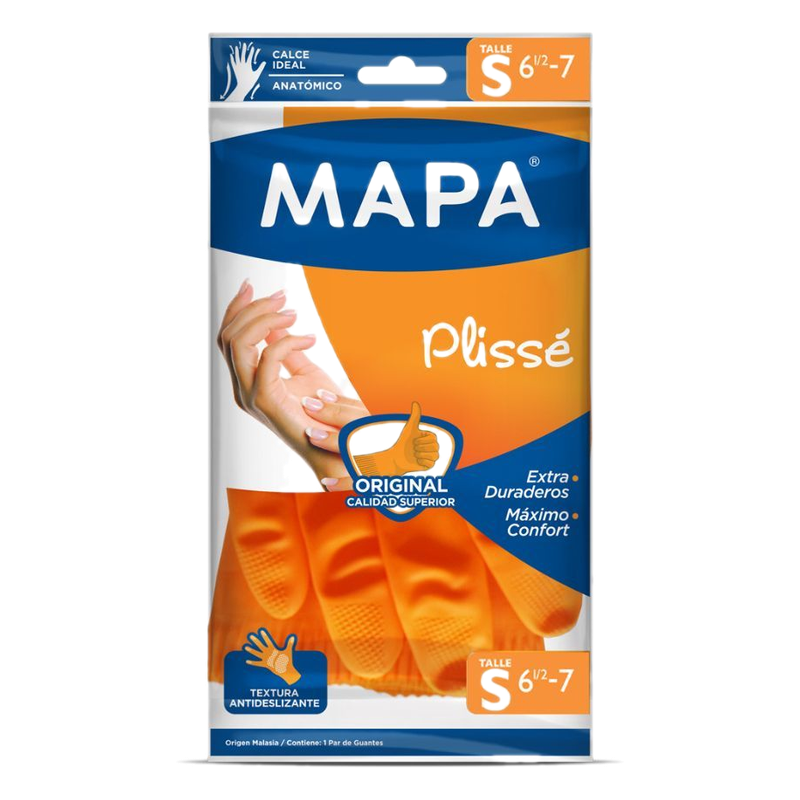 Guantes Mapa Plissé Satinado Talle S