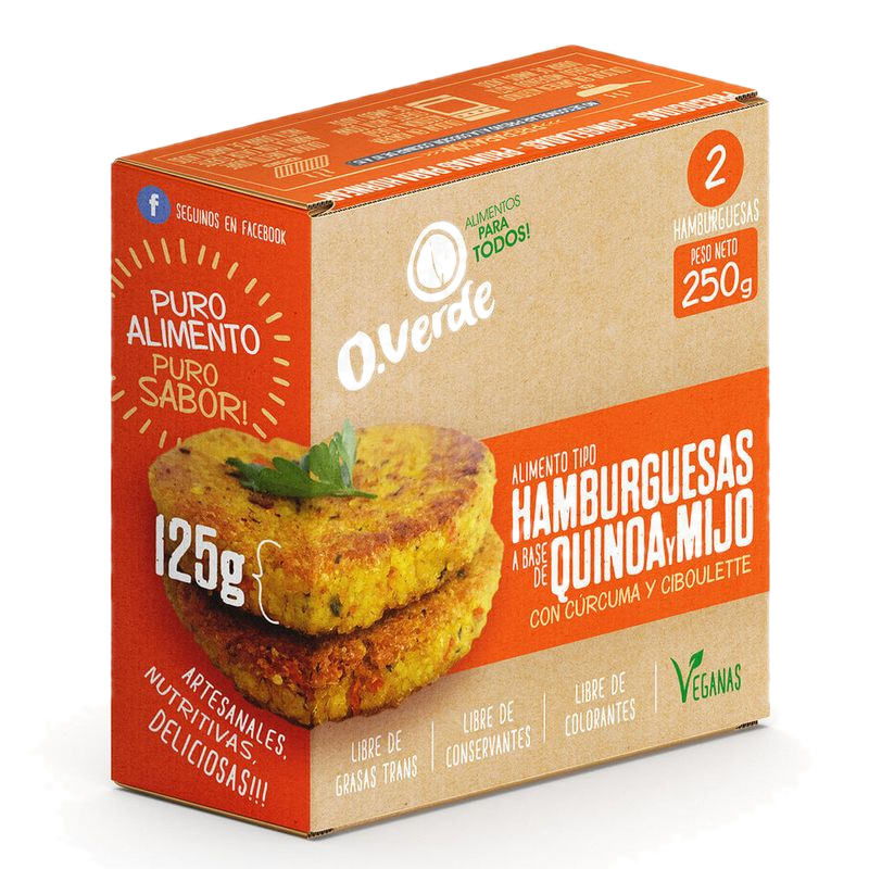 Hamburguesas De Quinoa Y Mijo Con Cúcuma Y Ciboulette Oro Verde 2 Unidades