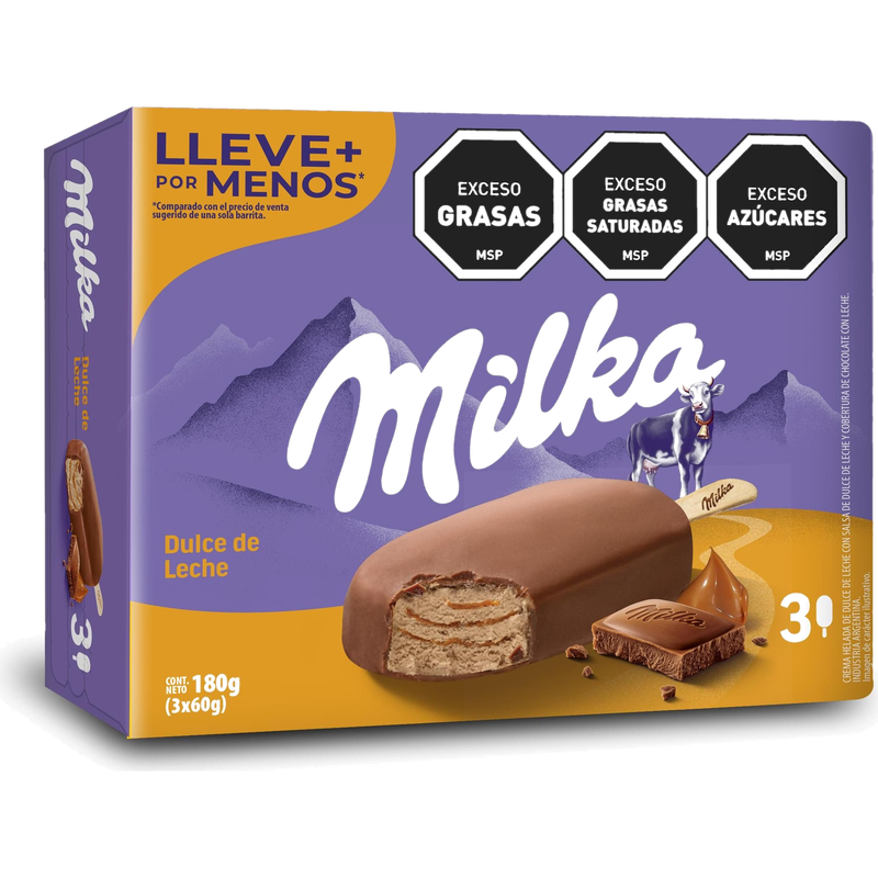 Helado Palito Milka Dulce De Leche Pack (60 G) 3 Unidades