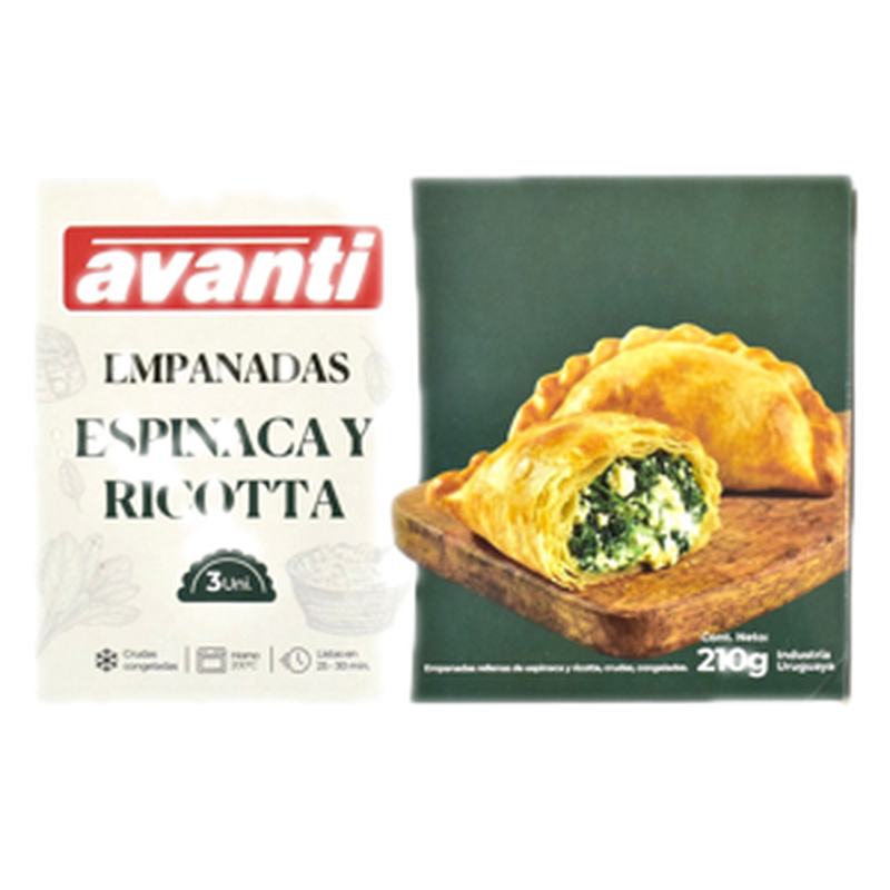 Empanada Ricotta Y Espinaca Avanti 3 Unidades 210 G