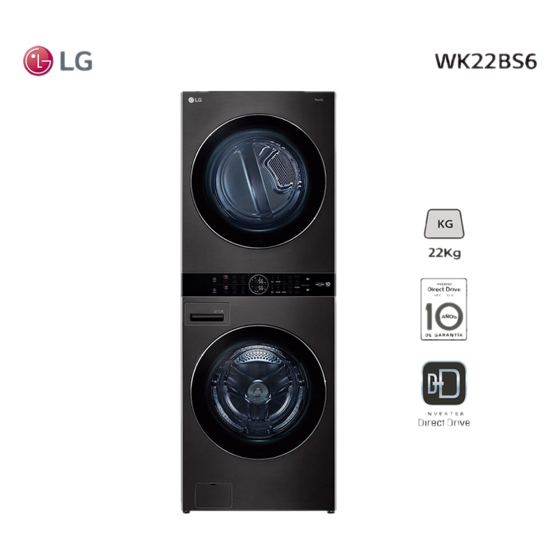 Torre De Lavado Y Secado Lg 22 Kg Wk22bs6
