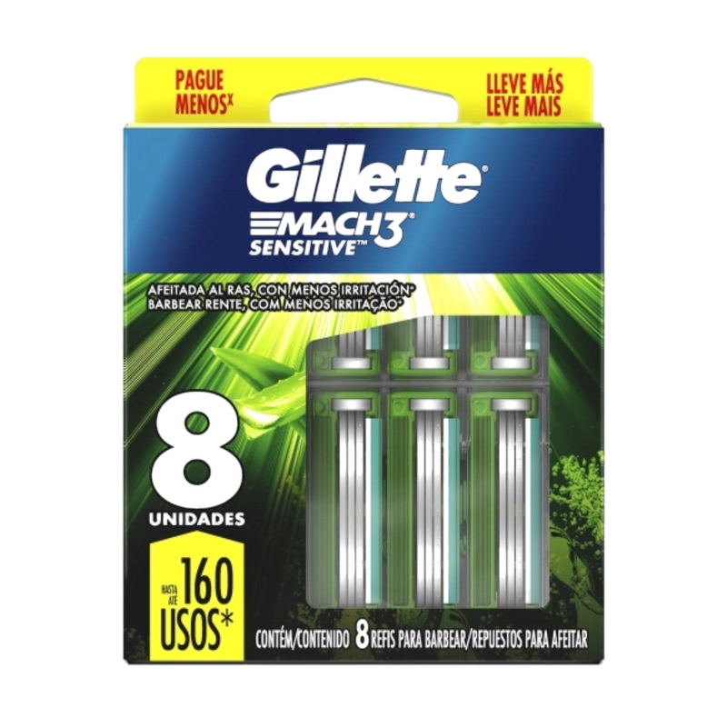 Cartucho Gillette Mach 3 Sensitive 8 Piezas