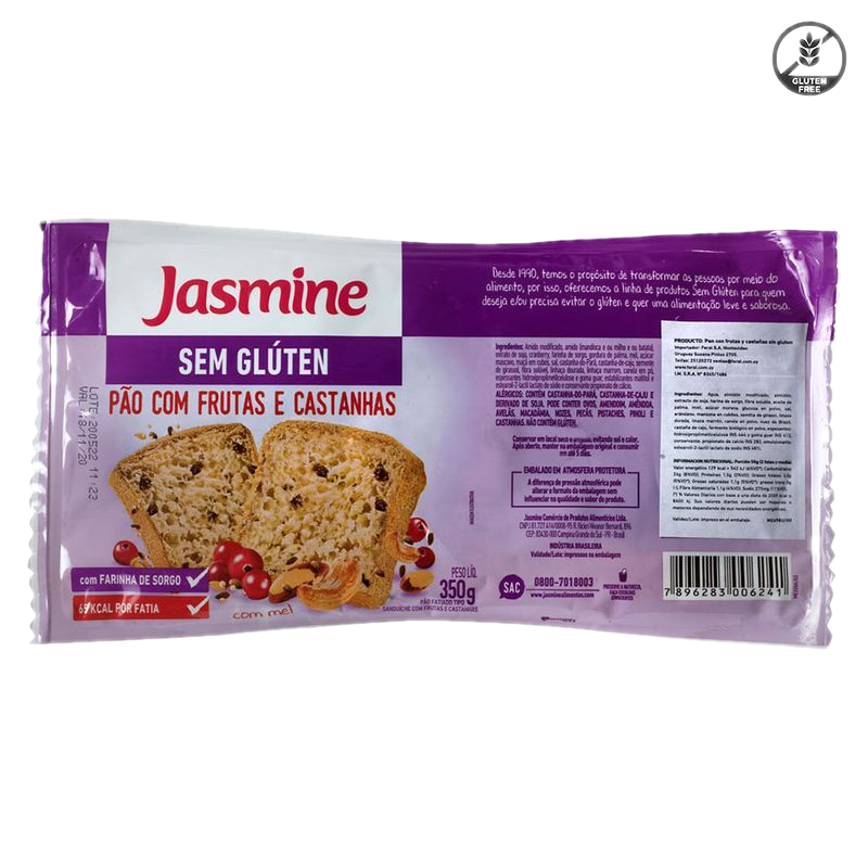 Pan De Frutas Con Castañas Jasmine Sin Gluten 350 G