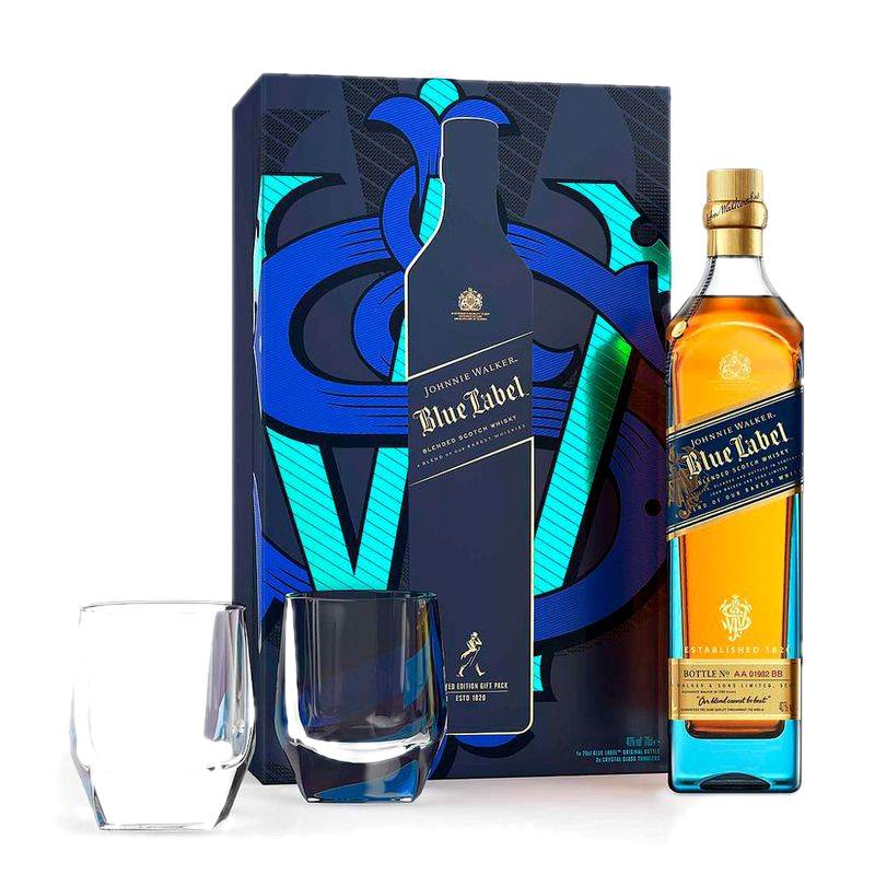 Whisky Escocés Johnnie Walker Blue + Vasos Edición Limitada 750 Ml