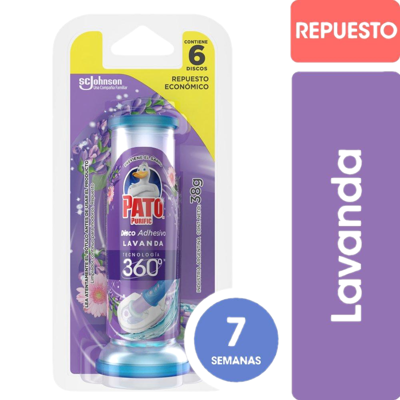 Discos Adhesivos Para Inodoro Pato Lavanda Repuesto 38 G