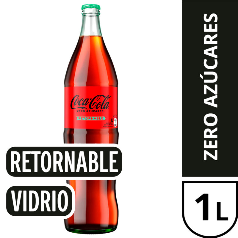 Refresco Coca Cola Sin Azucar Vidrio 1000cc