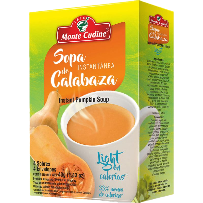 Sopa Instantánea Calabaza Monte Cudine Light 4 Unidades