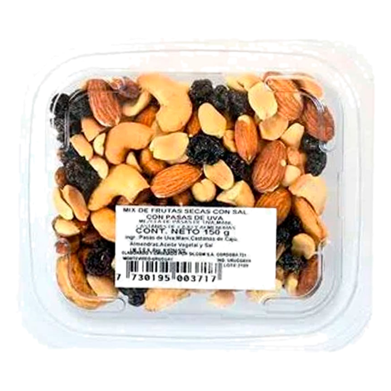 Mix Frutos Secos Con Sal Y Pasas 150 G