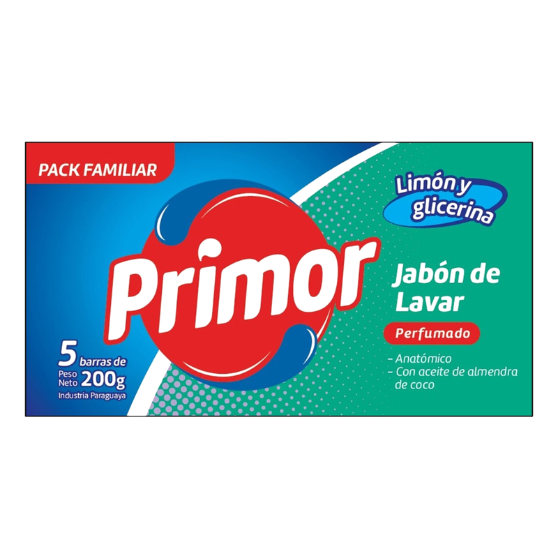 Jabón Para Ropa Con Glicerina Primor 5 Unidades 200 G Cada Unidad