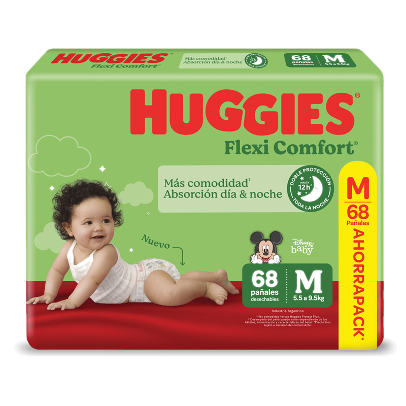 Pañales Huggies Flexi Comfort Talle M 68 Unidades