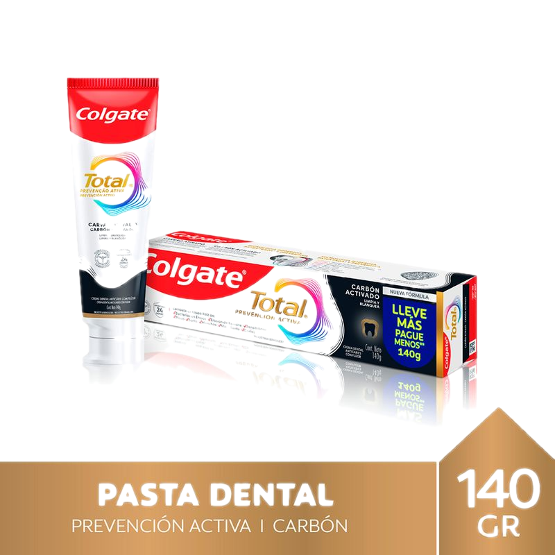 Pasta Dental Colgate Total Carbón Activado Con Flúor 140 G