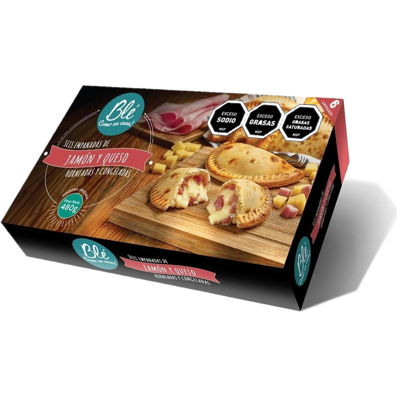 Empanadas Horneadas Blé Jamón Y Queso 480 G 6 Unidades