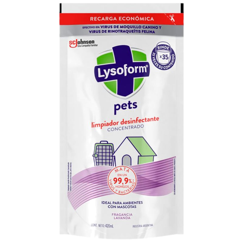 Limpiador Líquido Lysoform Pets 420 Ml