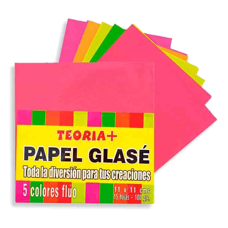 Papel Glasé Teoría+ Fluo H 5 Colores 15 Hojas