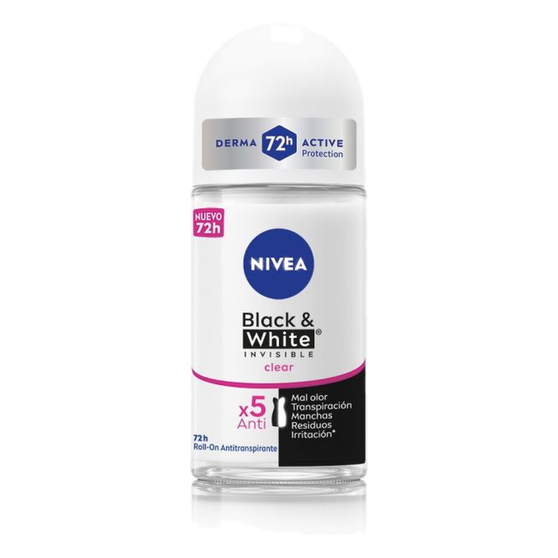 Desodorante Nivea Invisible Black & White Rollon Femenino 50 Ml