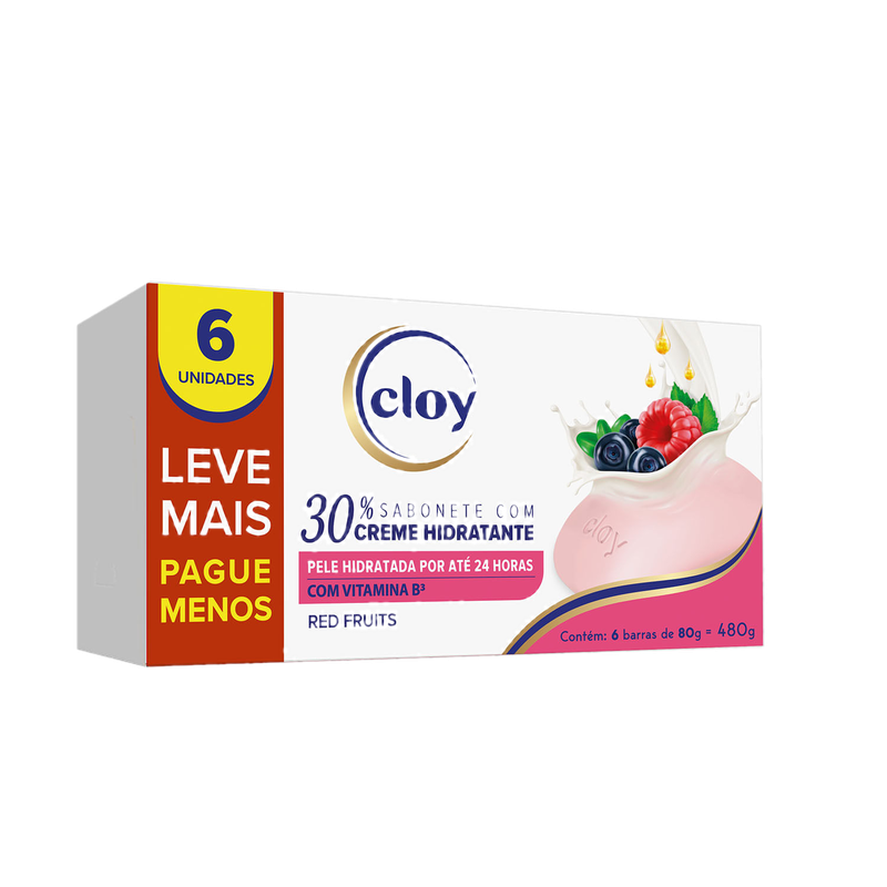 Jabon Cloy Frutos Rojos 6und 480 G