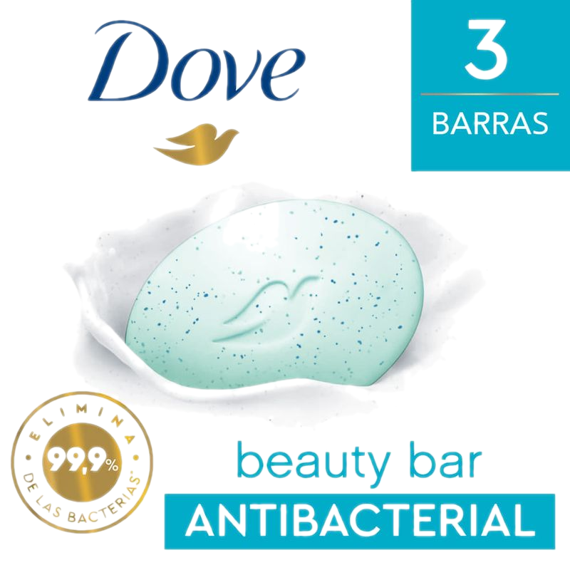Pack 3 Unidades Jabón De Tocador Dove Antibacterial 90 G