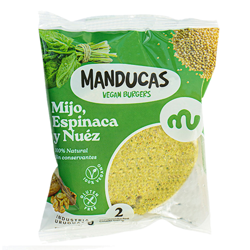 Hamburguesas De Mijo Espinaca Y Nuez Manducas 2 Unidades