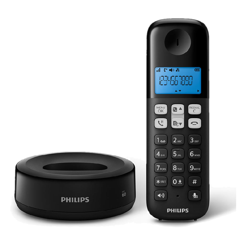 Teléfono Philips Inalámbrico D1311 Negro
