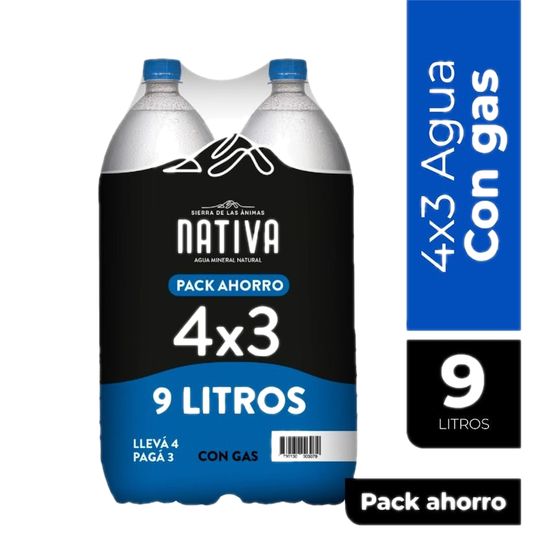 Pack Agua Nativa Con Gas X 4 Bt. 2.25 L