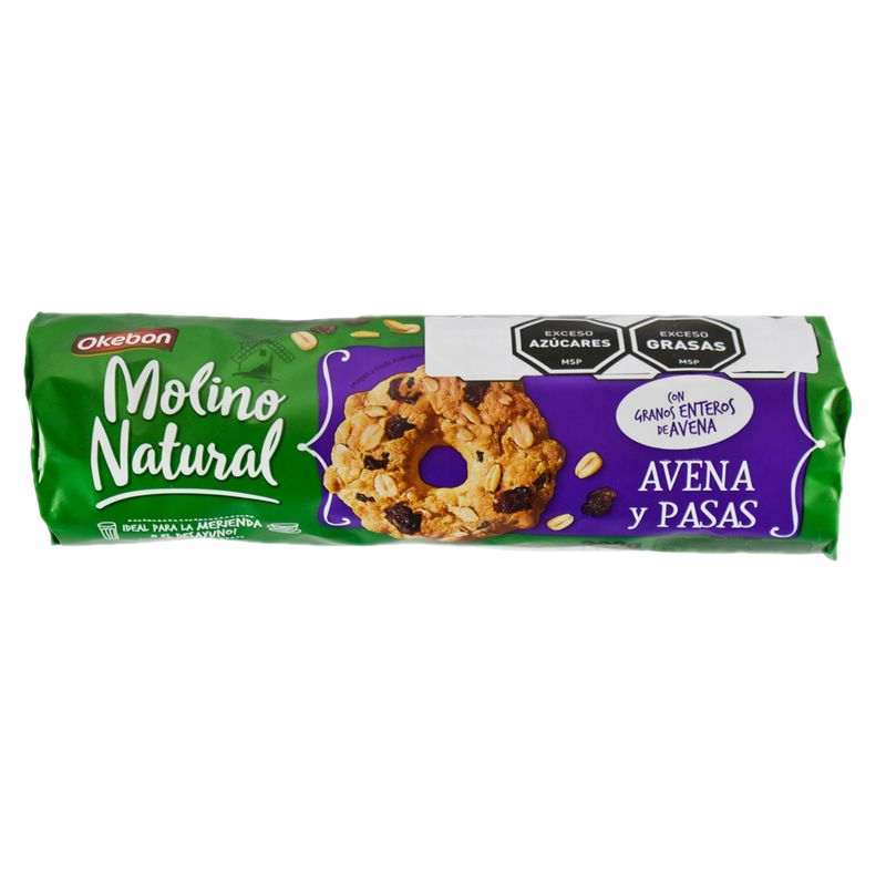 Galletitas Molino Natural Avena Y Pasas Okebon 232 G