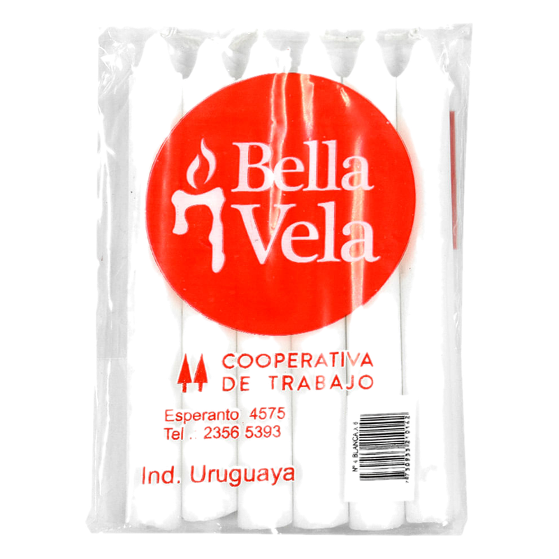 Vela Blanca Lisa Nº4 6 Unidades