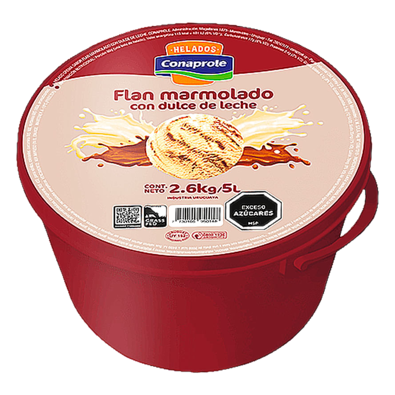 Helado Sabor Flan Marmolado Con Dulce De Leche Conaprole 5 L