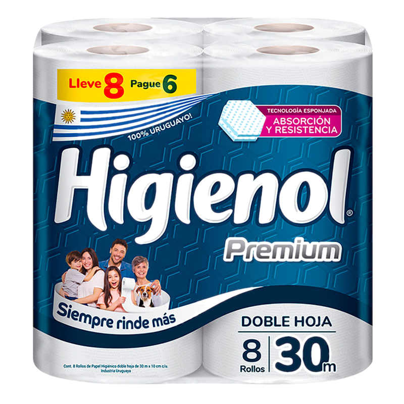 Papel Higiénico Higienol Premiun Doble Hoja 8x6