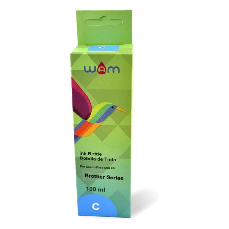 Botella De Tinta Wam Color Cyan Para Brother T300/t500 100 Ml