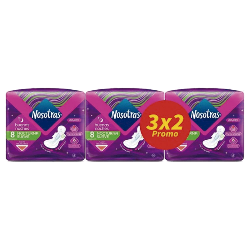 Toallas Higienica Nosotras Buenas Noches 8 Unidades Promo 3 X 2