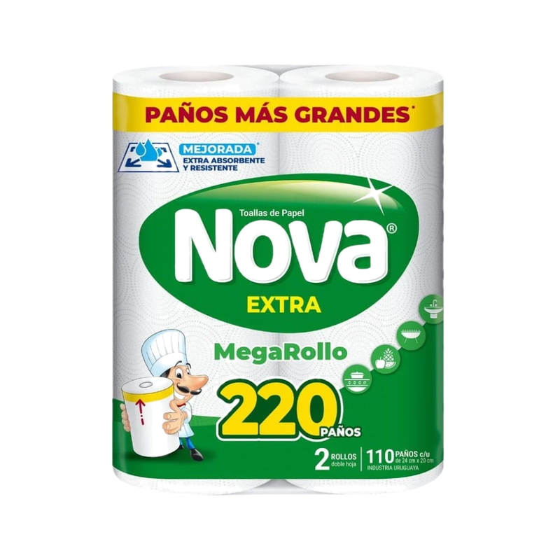 Toalla De Papel Nova Extra Megarollo 2 Rollos X 220 Paños