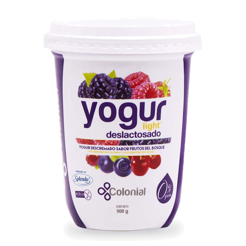 Yogur Colonial Light Deslactosado Frutos Del Bosque 500 G
