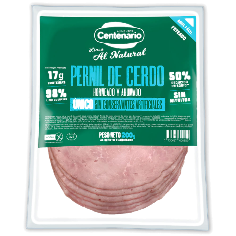 Jamón Cocido Al Natural Centenario En Fetas 200 G